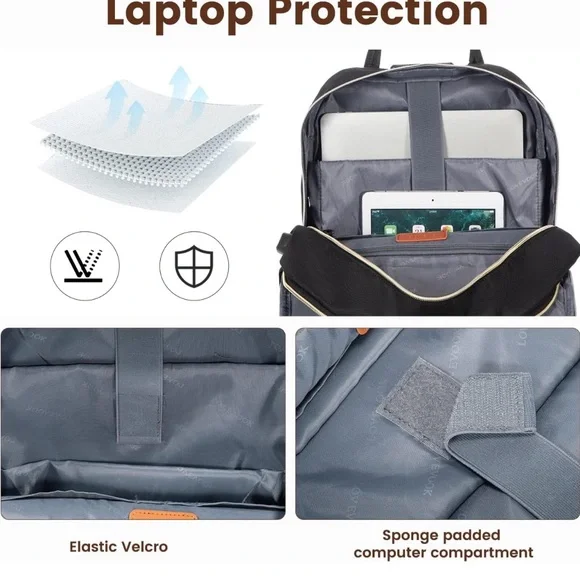 Black and Brown Backpack with Padded Straps and Durable Fabric - Picture 7 of 11